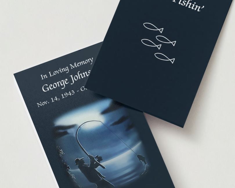 Fisherman Silhouette - Gone Fishin' Memorial Cards - Funeral  Cards - Celebration of Life Cards
