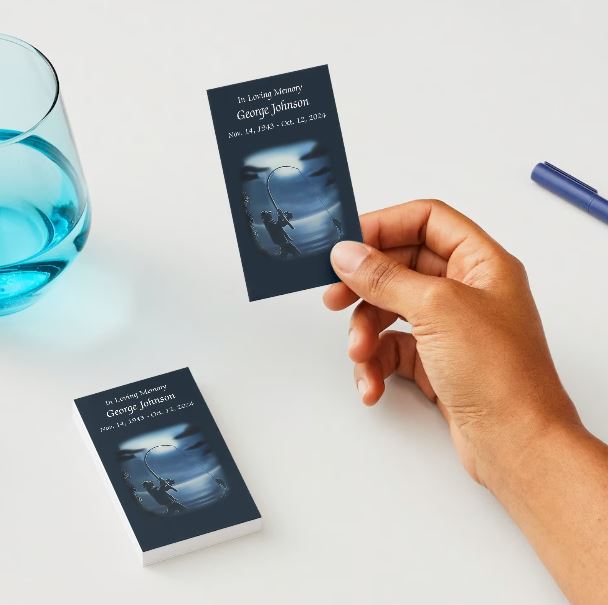 Fisherman Silhouette - Gone Fishin' Memorial Cards - Funeral  Cards - Celebration of Life Cards