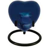 Fisherman Silhouette Heart Keepsake Urn - Stand Option