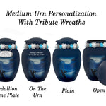 Fisherman Silhouette Medium or Adult Cremation Urn - Tribute Wreath™ - Pro Personalization - Burial Vault Option