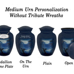 Fisherman Silhouette Medium or Adult Cremation Urn - Tribute Wreath™ - Pro Personalization - Burial Vault Option