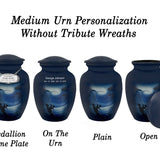 Fisherman Silhouette Medium or Adult Cremation Urn - Tribute Wreath™ - Pro Personalization - Burial Vault Option