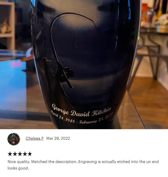 Fisherman Silhouette Medium or Adult Cremation Urn - Tribute Wreath™ - Pro Personalization - Burial Vault Option