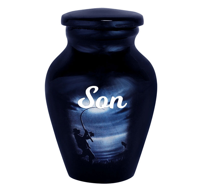 Fisherman Silhouette Keepsake Urn - Love Charms® Option