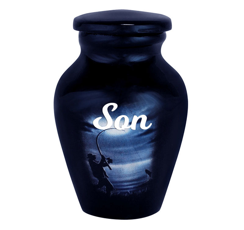 Fisherman Silhouette Keepsake Urn - Love Charms® Option