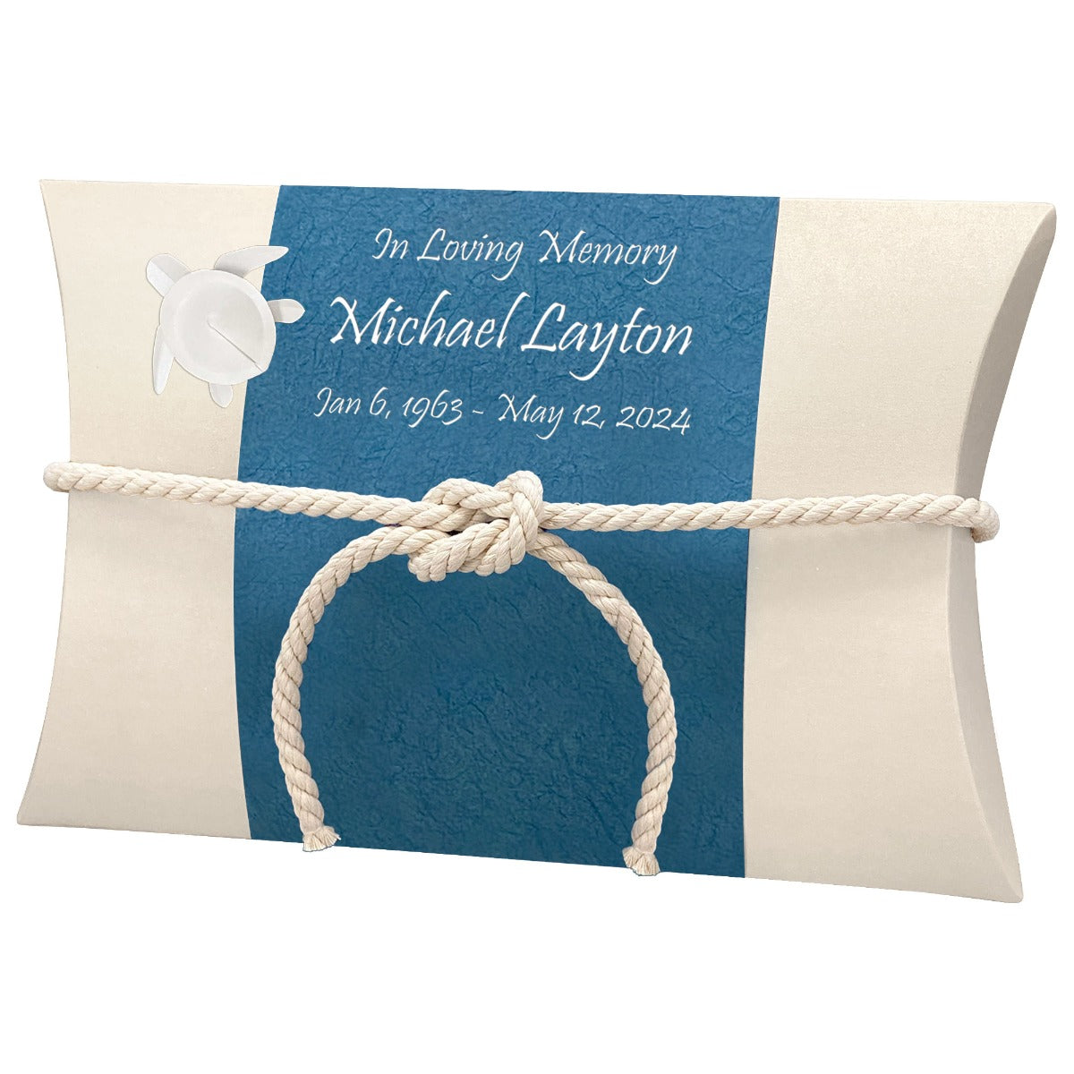 Fisherman Turtle Peaceful Pillow® Water Burial Cremation Urn - Biodegradable Burial At Sea Urn - Wide River Urn