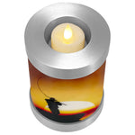 Lake Fishing Candle Cremation Urn - Casting Fishing Urn - Engraving Available - LED Candle Included