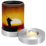 Lake Fishing Candle Cremation Urn - Casting Fishing Urn - Engraving Available - LED Candle Included