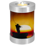Lake Fishing Candle Cremation Urn - Casting Fishing Urn - Engraving Available - LED Candle Included