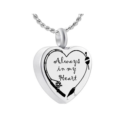 Always In My Heart Fishing Pole Ash Pendant Urn - Love Charms® Option