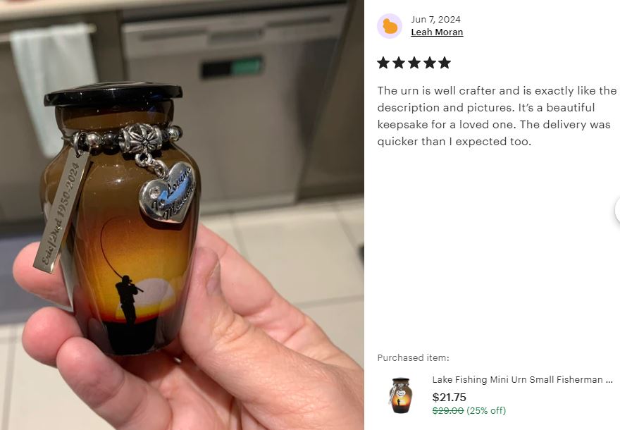 Lake Fishing Mini Urn - Love Charms® Option