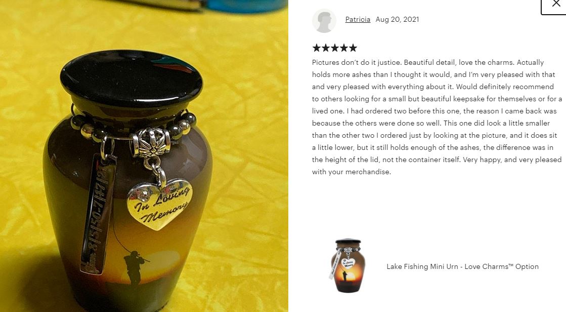 Lake Fishing Mini Urn - Love Charms® Option