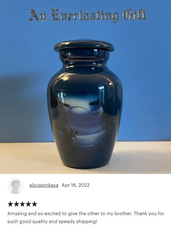 Fisherman Silhouette Keepsake Urn - Love Charms® Option