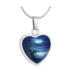 Fisherman Silhouette Heart Jewelry Urn - Love Charms® Option