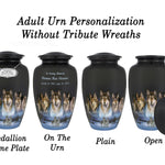 Five Wolves Moon Medium or Adult Cremation Urn - Tribute Wreath™ - Pro Personalization - Burial Vault Option 