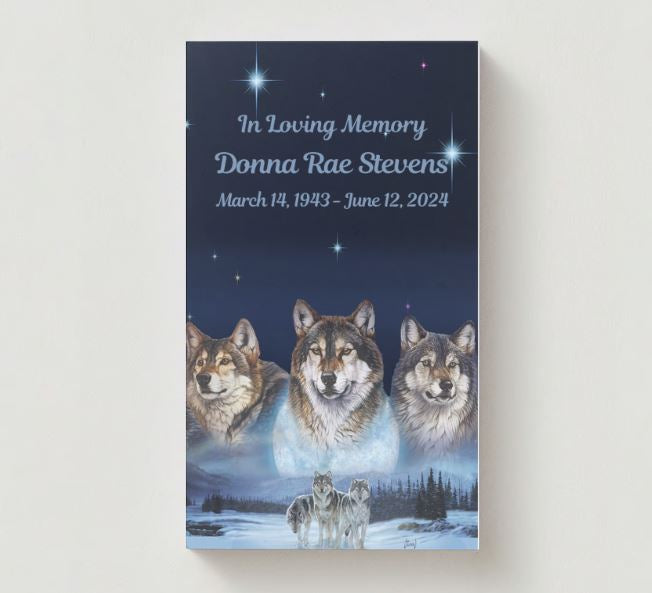 Five Wolves Moon Memorial Cards - Funeral  Cards - Celebration of Life Cards