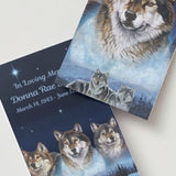 Five Wolves Moon Memorial Cards - Funeral  Cards - Celebration of Life Cards