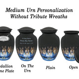 Five Wolves Moon Medium or Adult Cremation Urn - Tribute Wreath™ - Pro Personalization - Burial Vault Option 