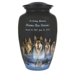 Five Wolves Moon Medium or Adult Cremation Urn - Tribute Wreath™ - Pro Personalization - Burial Vault Option 
