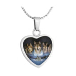 Five Wolves Heart Jewelry Urn - Love Charms® Option