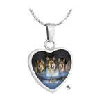 Five Wolves Heart Jewelry Urn - Love Charms® Option