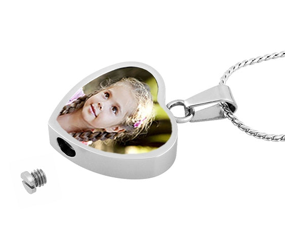 Color Photo Swing Heart Urn Pendant - Love Charms Option