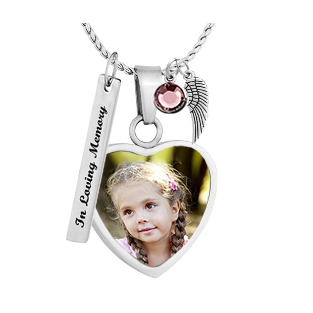 Color Photo Swing Heart Jewelry Urn Pendant - Love Charms® Option