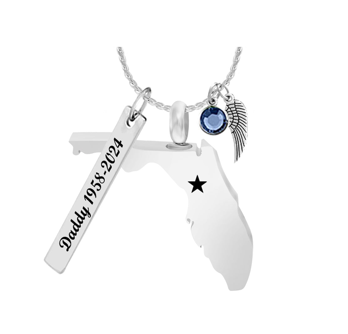 Florida State Cremation Jewelry Urn - Love Charms® ~ Engrave A Star Options
