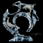 Circle of Love Dolphin Lucite Art Cremation Urn - Handmade Wooden Adult Urn