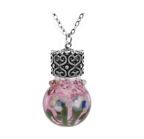 Flower Bouquet Glass Cremation Jewelry Urn