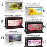 Spring Flowers, Birds & Bugs Adult or Medium Wood Keep The Memory® Cremation Urn 