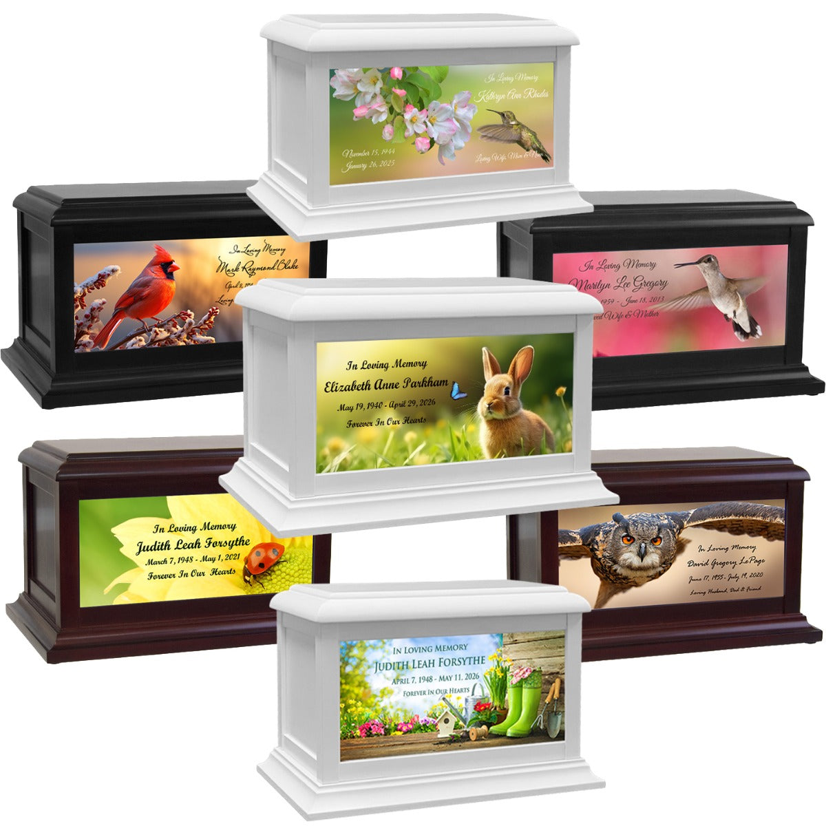 Spring Flowers, Birds & Bugs Adult or Medium Wood Keep The Memory® Urn Cremation Urn 