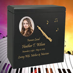 Flute Wood Adult Cremation Urn - Miniature Flute - Photo Option