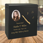 Flute Wood Adult Cremation Urn - Miniature Flute - Photo Option