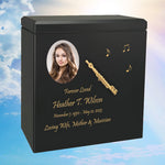 Flute Wood Adult Cremation Urn - Miniature Flute - Photo Option
