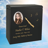 Flute Wood Adult Cremation Urn - Miniature Flute - Photo Option