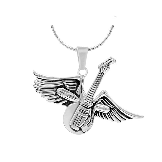 Winged Guitar Ashes Cremation Jewelry Urn - Love Charms® Option