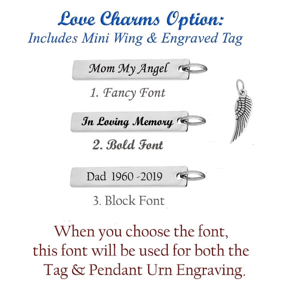 Stainless Slender Cylinder Cremation Jewelry Urn - Love Charms Option