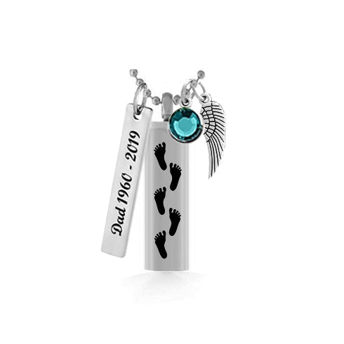 Footprints Cylinder Keepsake Urn - Love Charms Option