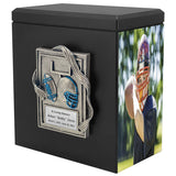 Football Photo Urn - 2 Photo Options - Customizable Colors - Free Engraved Plate - Quality Craftsmanship