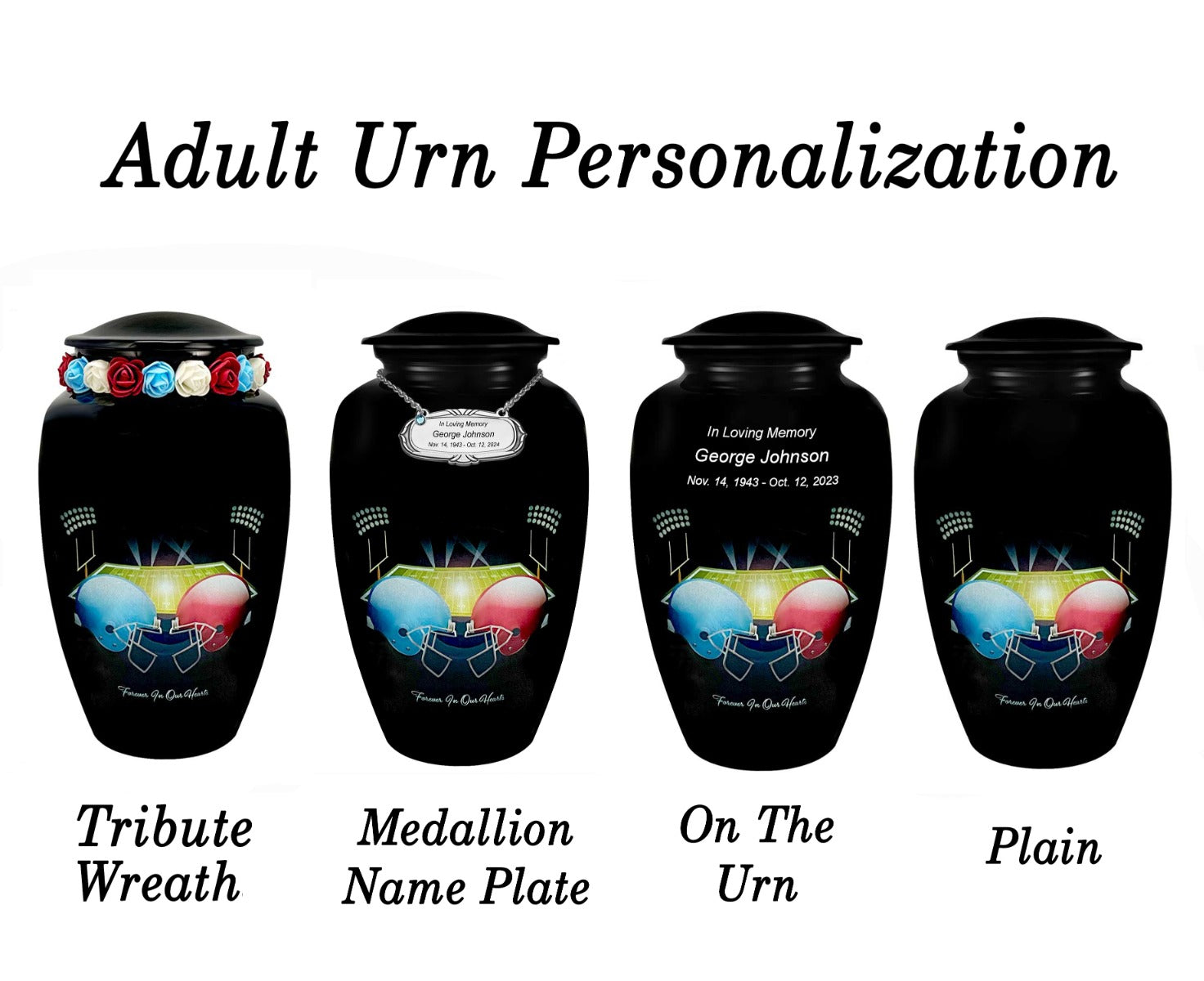 Free Cremation Adult Urn - Shipping Fee Required - Choose Engraving - Burial Vault - Tribute Wreath™ Option