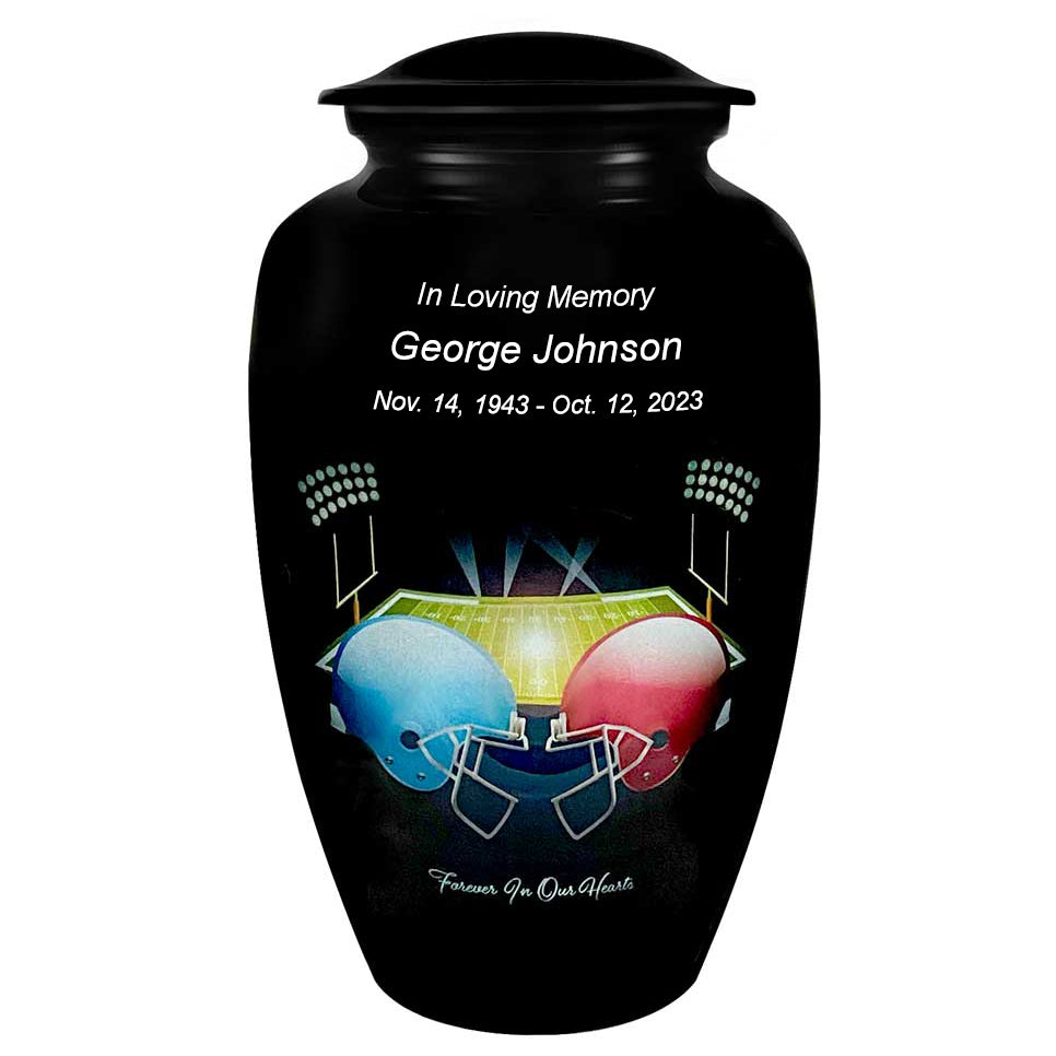 Football Forever In Our Hearts Adult Cremation Urn - Tribute Wreath™ - Pro Sand Carved Engraving
