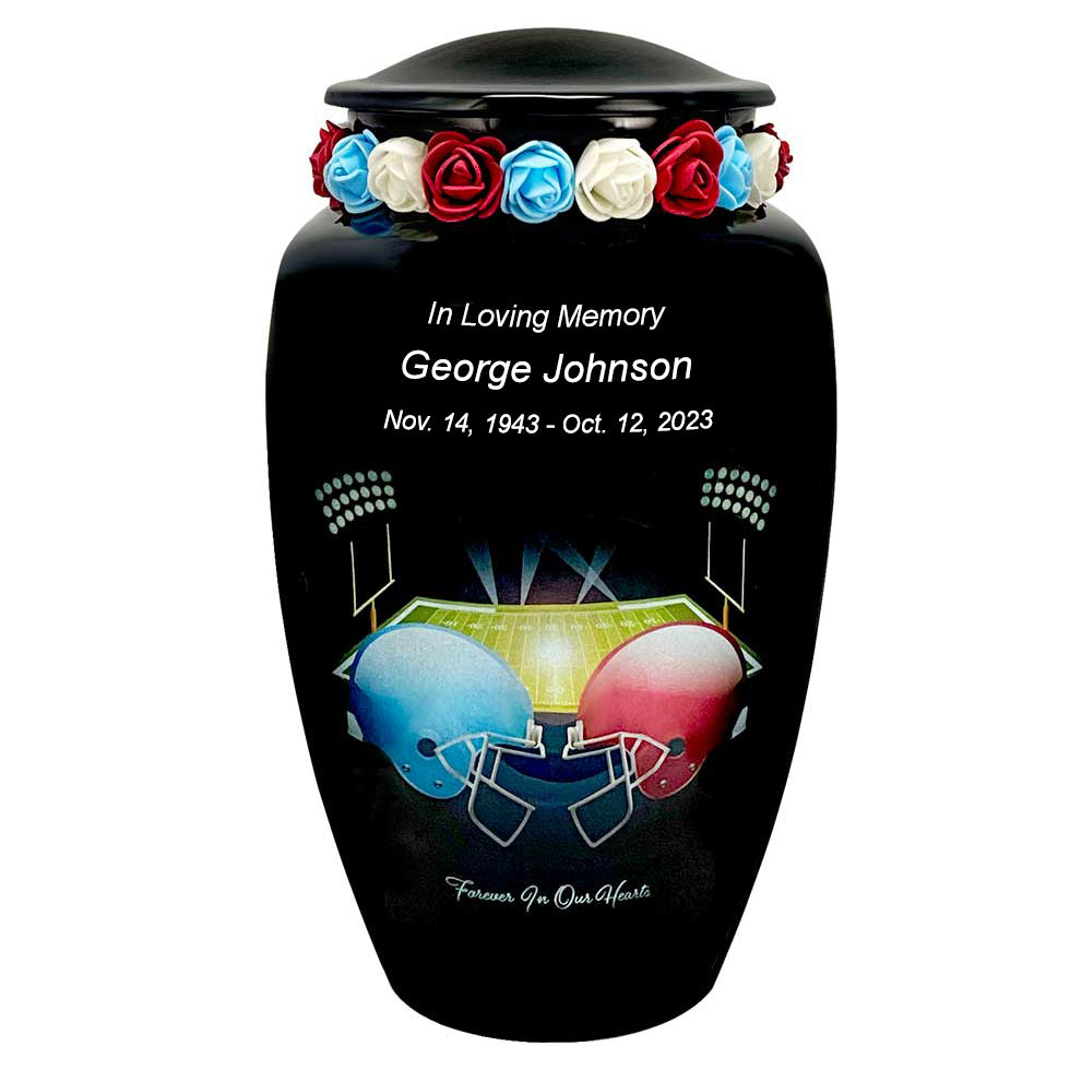 Football Forever In Our Hearts Cremation Urn - Tribute Wreath™ Option