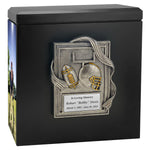 Football Photo Urn - 2 Photo Options - Customizable Colors - Free Engraved Plate - Quality Craftsmanship