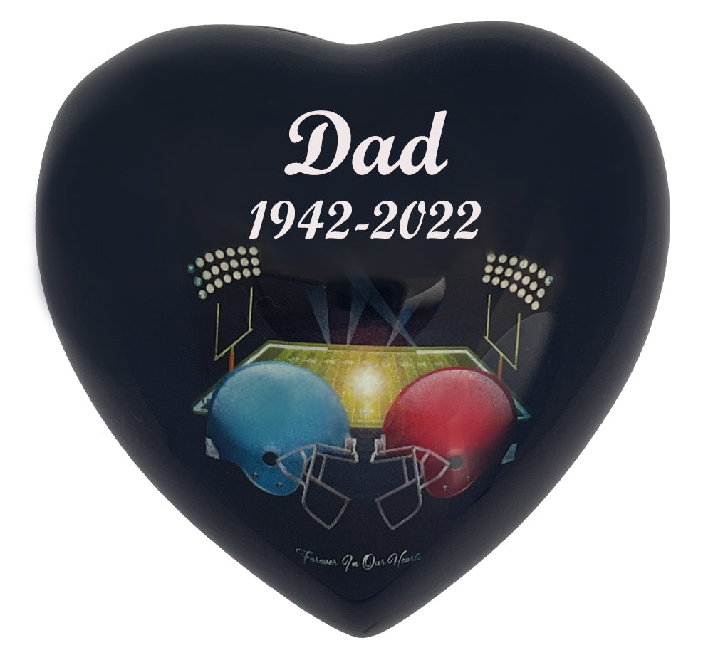 Football - Forever In Our Hearts Keepsake Urn - Stand Option