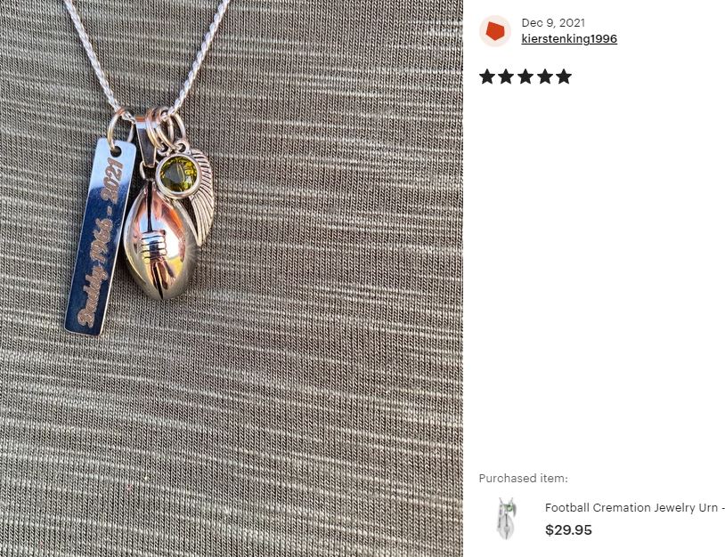 Football Cremation Jewelry Urn - Love Charms™ Option