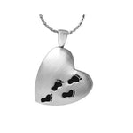 Pewter Footprints Across My Heart Pendant Urn - Love Charms Option