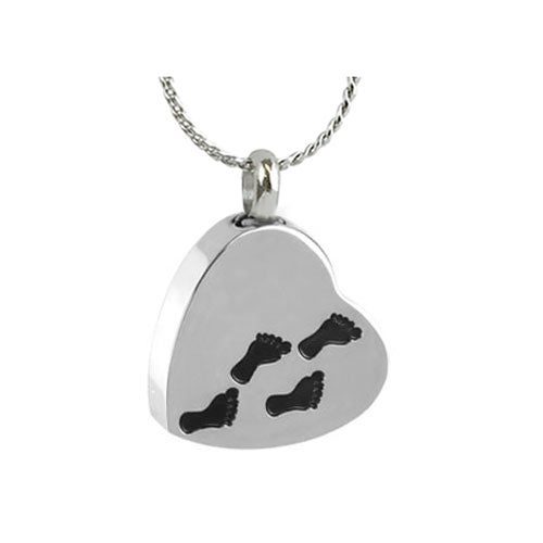 Footprints Ash Pendant Urn - Love Charms Option