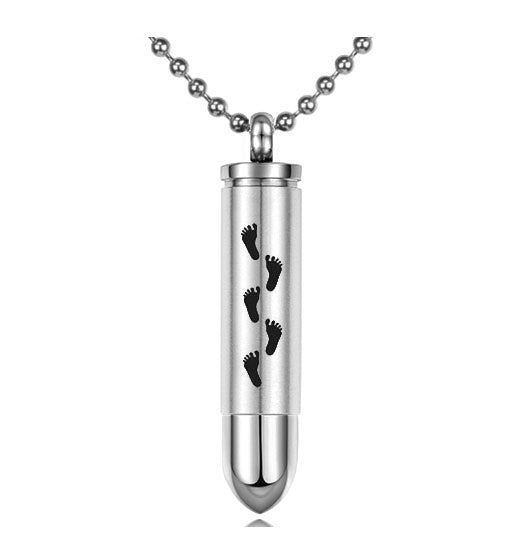 Footprints Bullet Pendant Urn - Love Charms Option