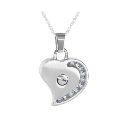 Forever Love Blue Heart Pendant Urn - Love Charms Option